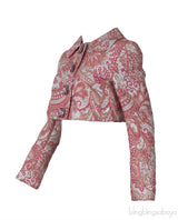 Pink Jacquard Jeweled Crop Jacket