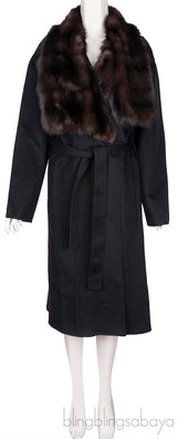 Black Cashmere Wool Trench Coat