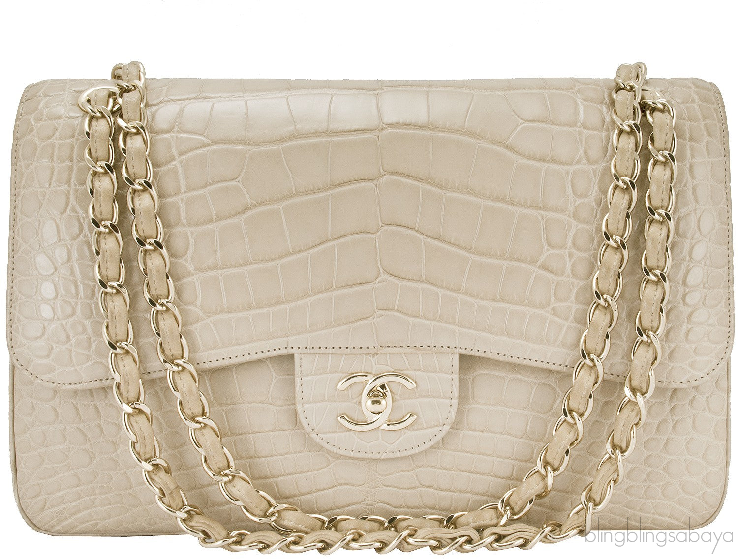 Jumbo CC Beige Crocodile Bag