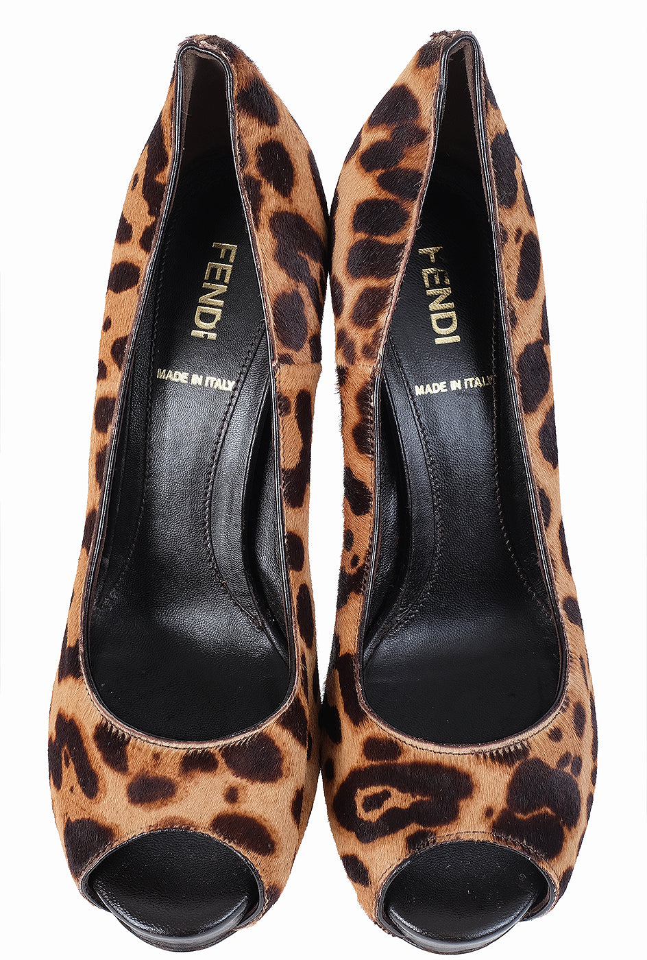 Fendi Leopard Pony Hair Peep Toe Pump