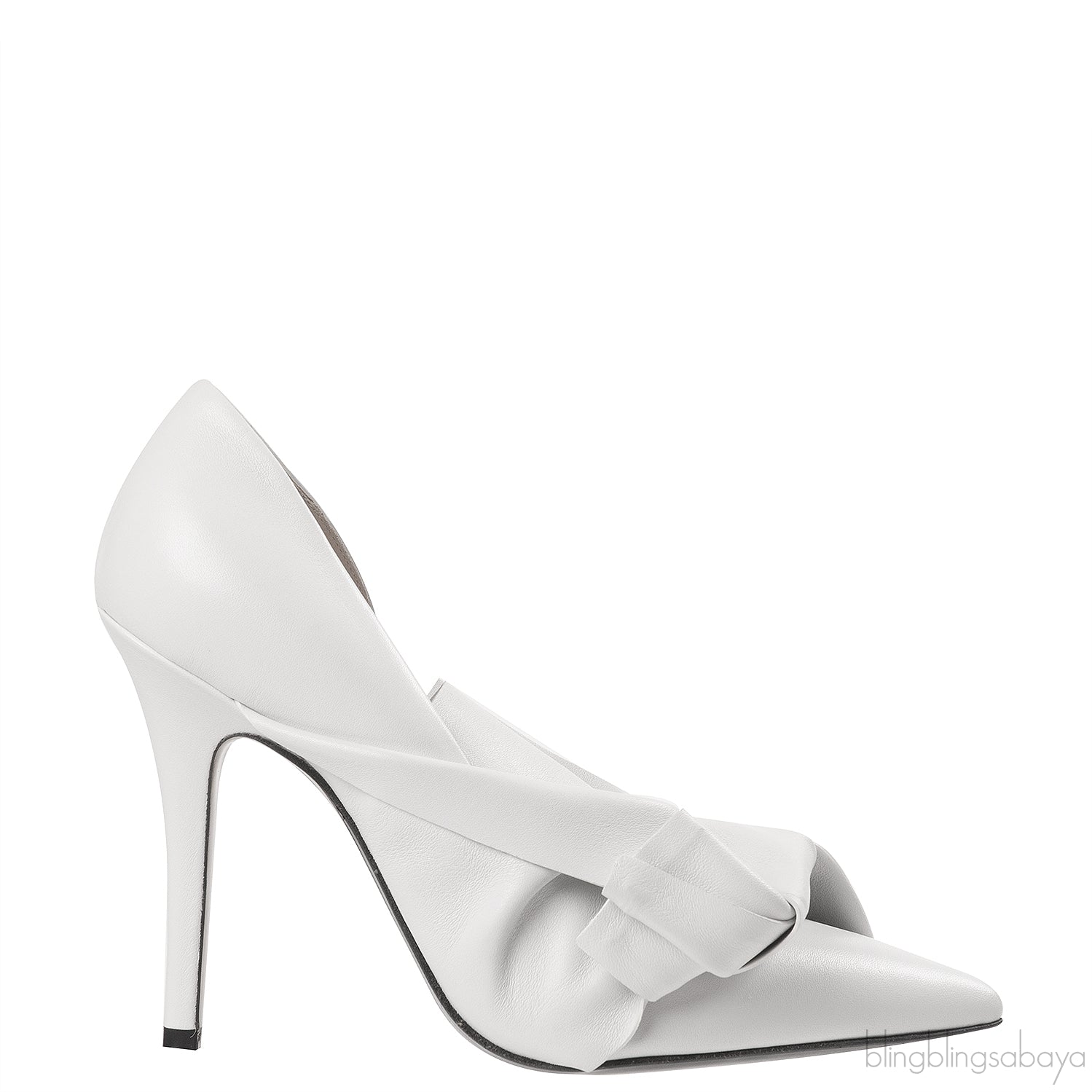 Nº21 WHITE LEATHER KNOT POINTED TOE SHOES