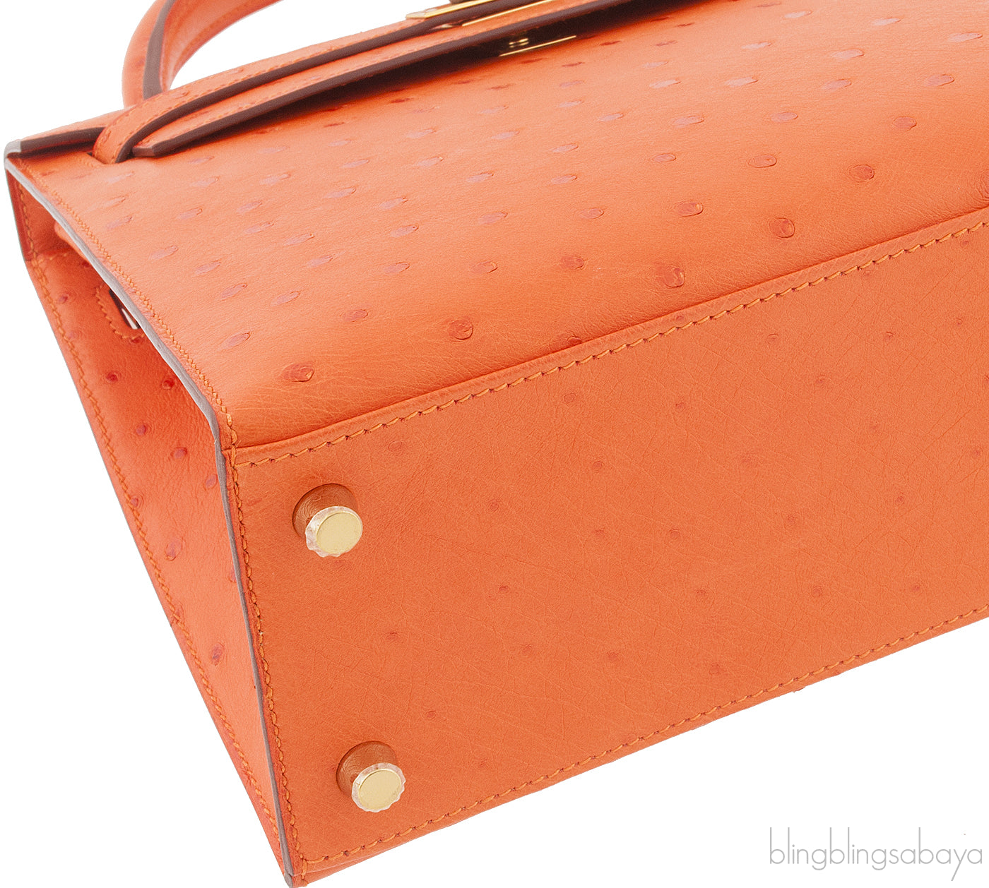 Kelly 25 Tangerine Ostrich Sellier