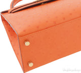 Kelly 25 Tangerine Ostrich Sellier