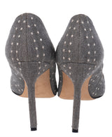 Manolo Blahnik Grey Polka Dot Pointed Toe Heels
