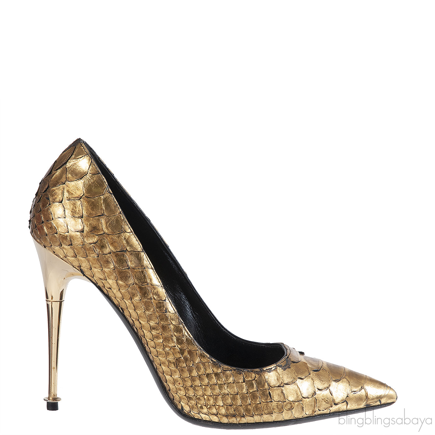 Tom Ford Python Gold Pointed Heels