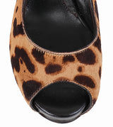 Fendi Leopard Pony Hair Peep Toe Pump