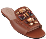 Tod\'s Flat Crystal Slip On Sandals