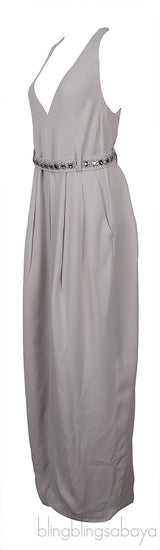 Grey Crystal Belted Dress