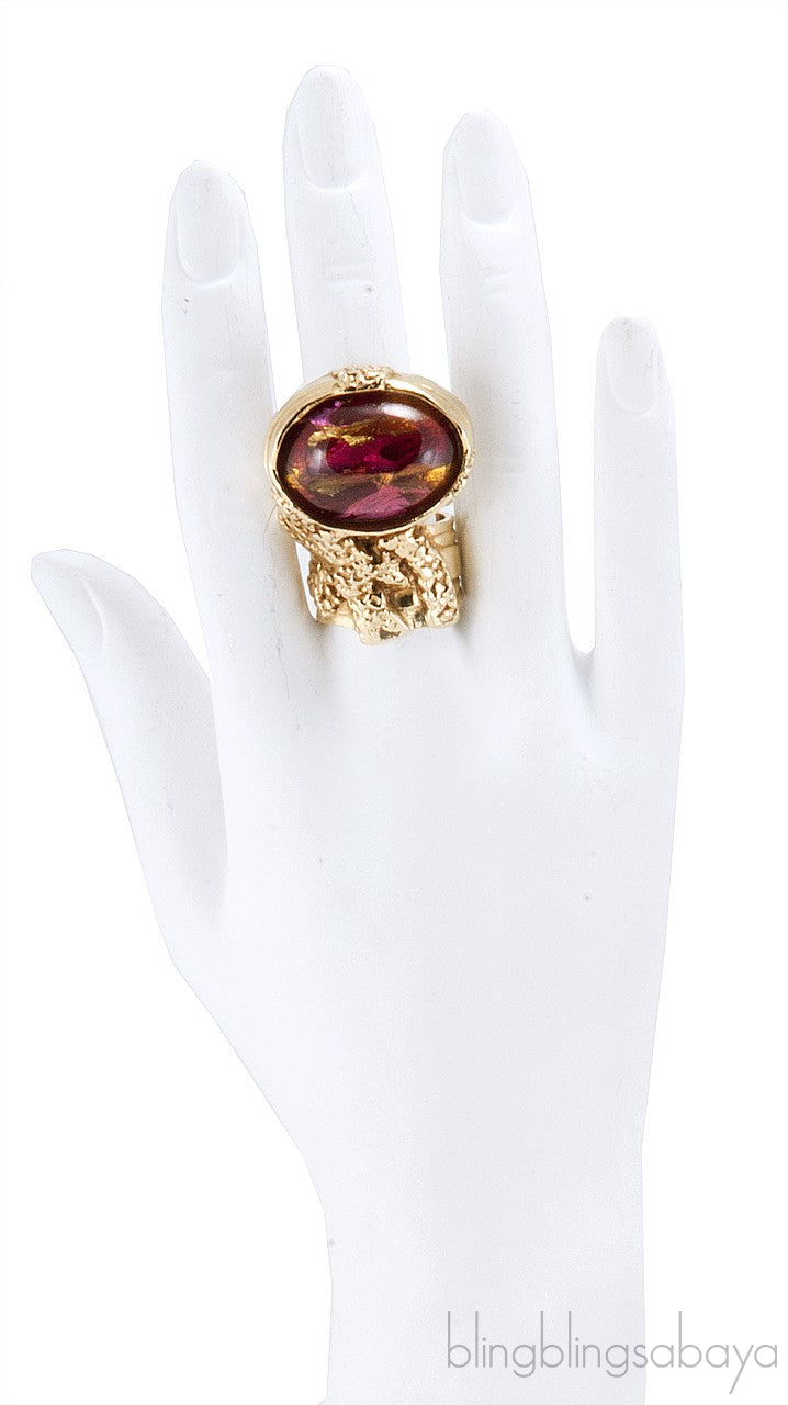Arty Gold Plated Glass Ring