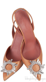 Gold Begum Crystal-embellished Satin Slingback Pump