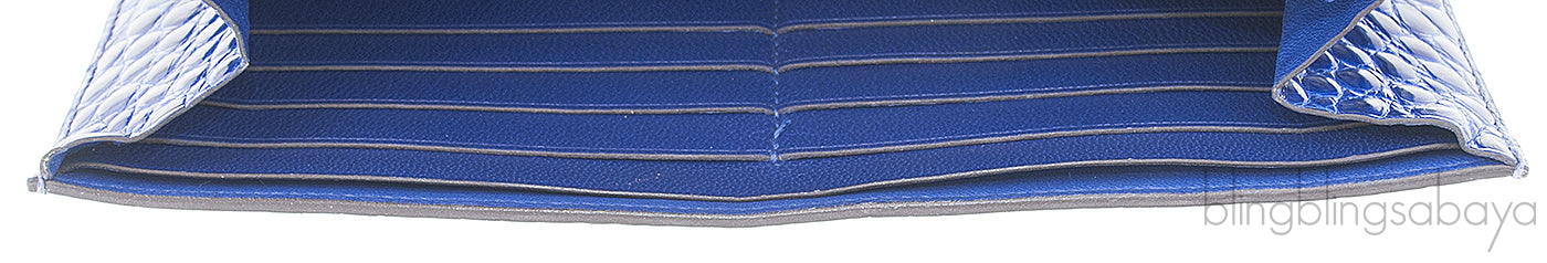 Constance Bleu Electrique Croc Wallet