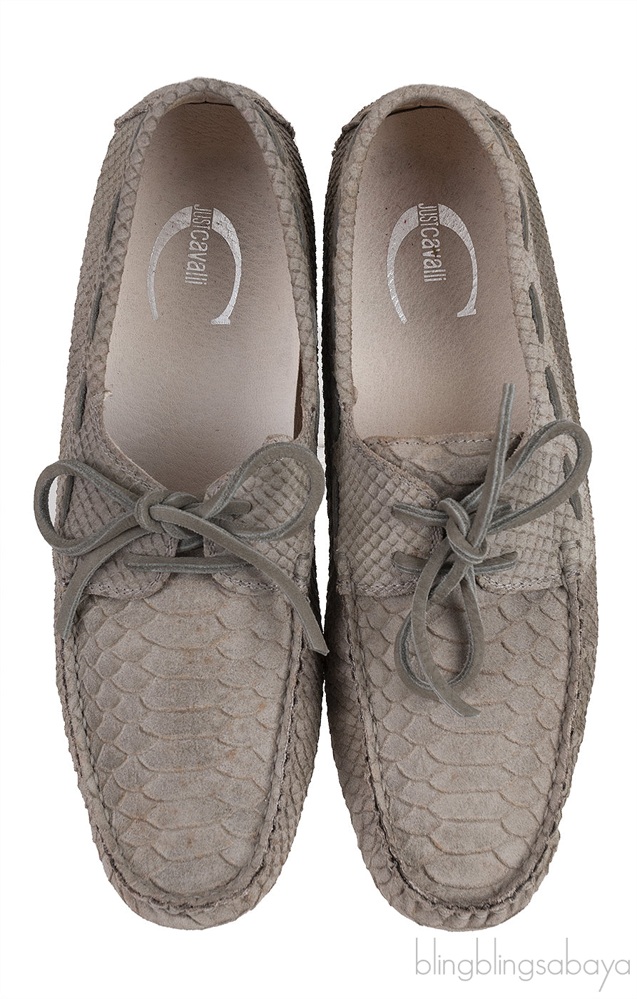 Grey Embossed Python Loafer Mens Shoes