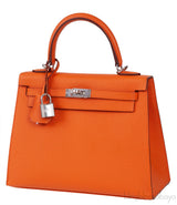 Kelly 25 Orange Epsom Sellier PHW