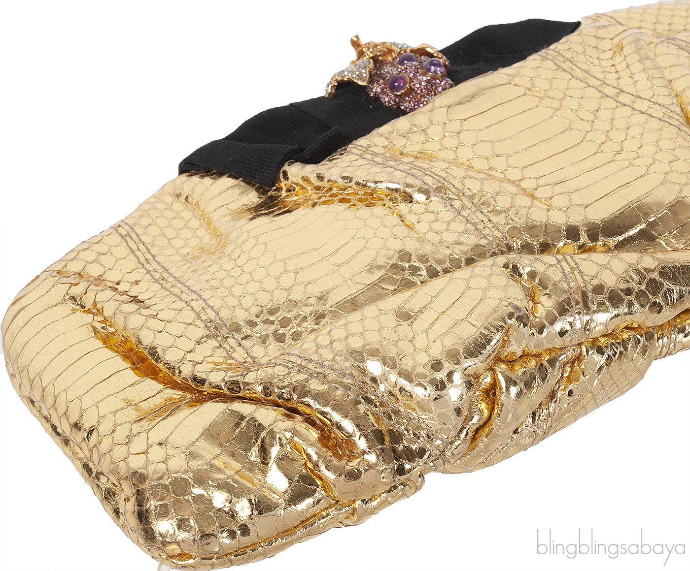Dolce & Gabbana Gold Snakeskin Wallet Clutch