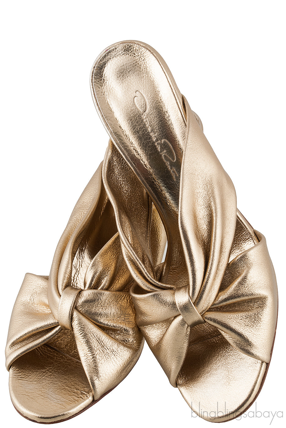Metallic Gold Glen Leather Mules
