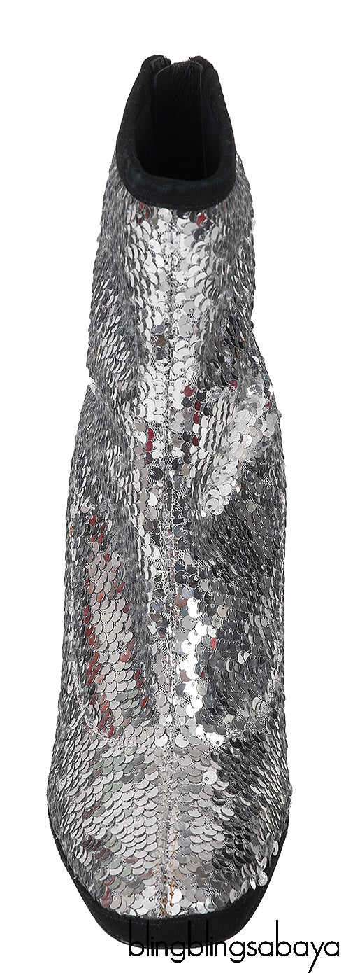 Silver Sequins 105 Bootie