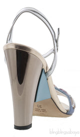 Sculpture Silver Metallic Crystal Sandals