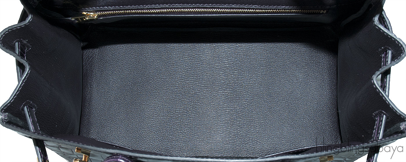 Birkin 30 Prunoir Crocodile Lisse GHW