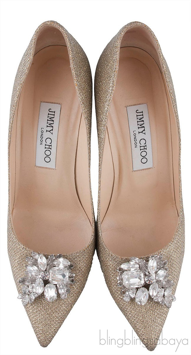 Mamey Gold Glitter Embellished Pumps