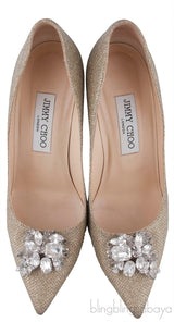 Mamey Gold Glitter Embellished Pumps