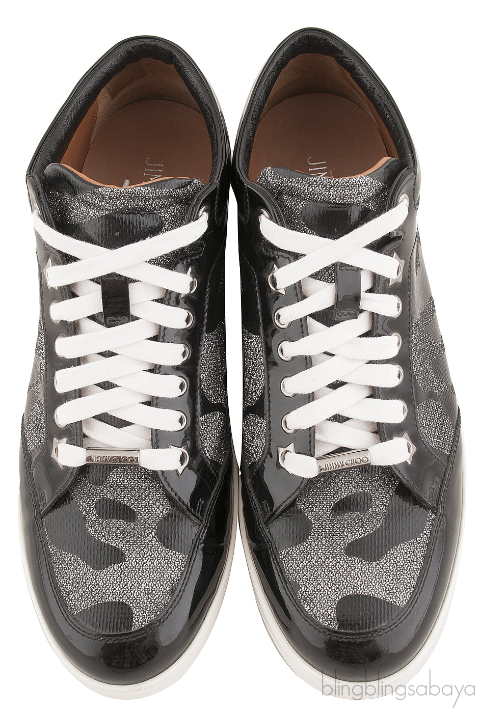 Black Patent Camou Silver Sneakers
