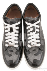 Black Patent Camou Silver Sneakers