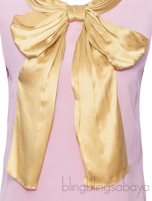 Yellow Bow Pink Sleeveless Top