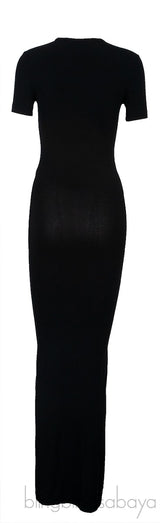 Black Plain Short Sleeve Dress