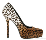 Animal Print Pony Hair Platform Pumps