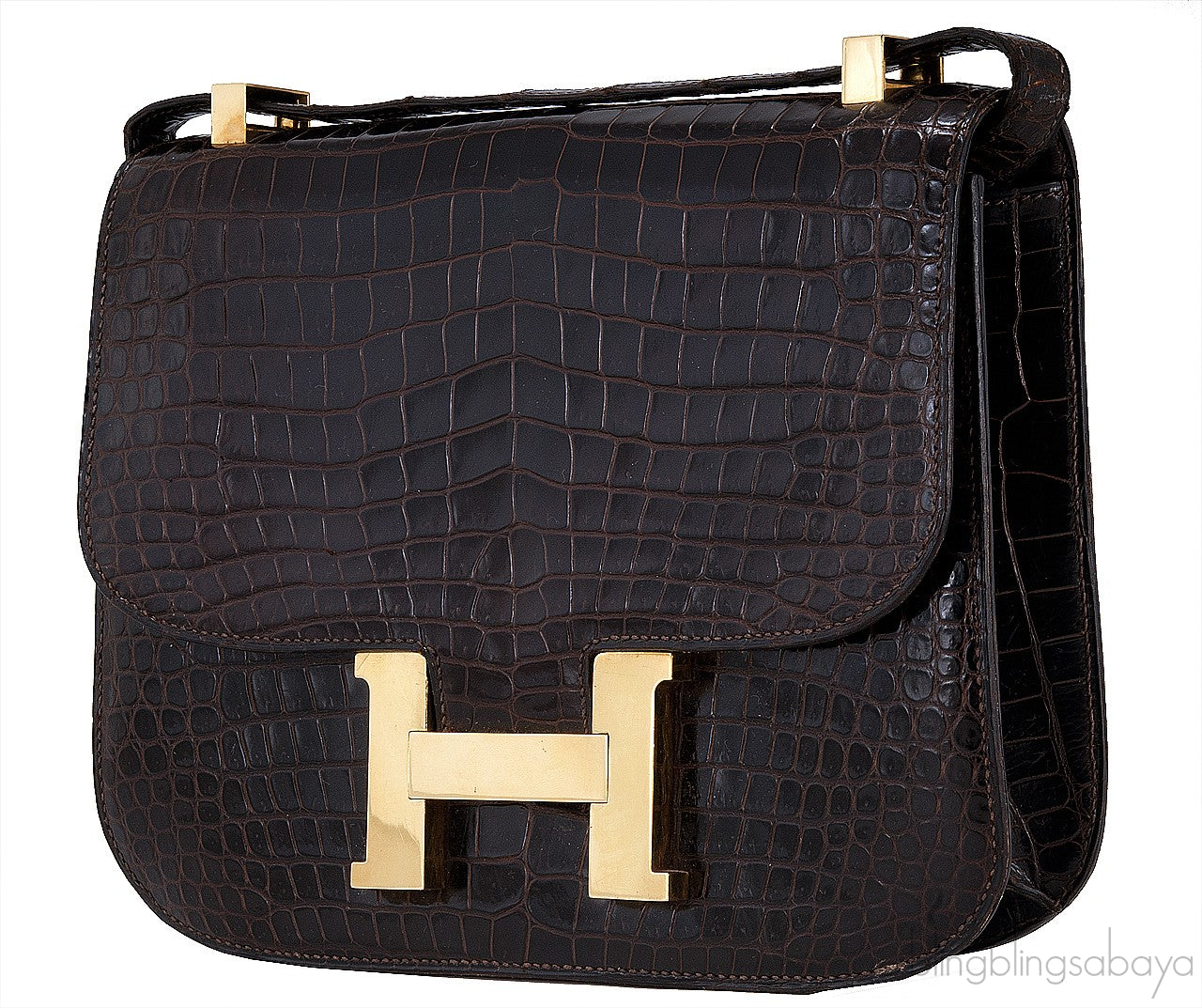 Constance Vintage Brown Crocodile