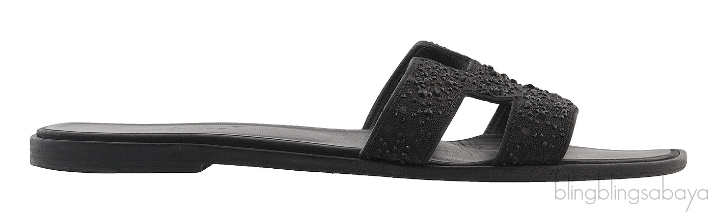 Black Oran Strass Sandals