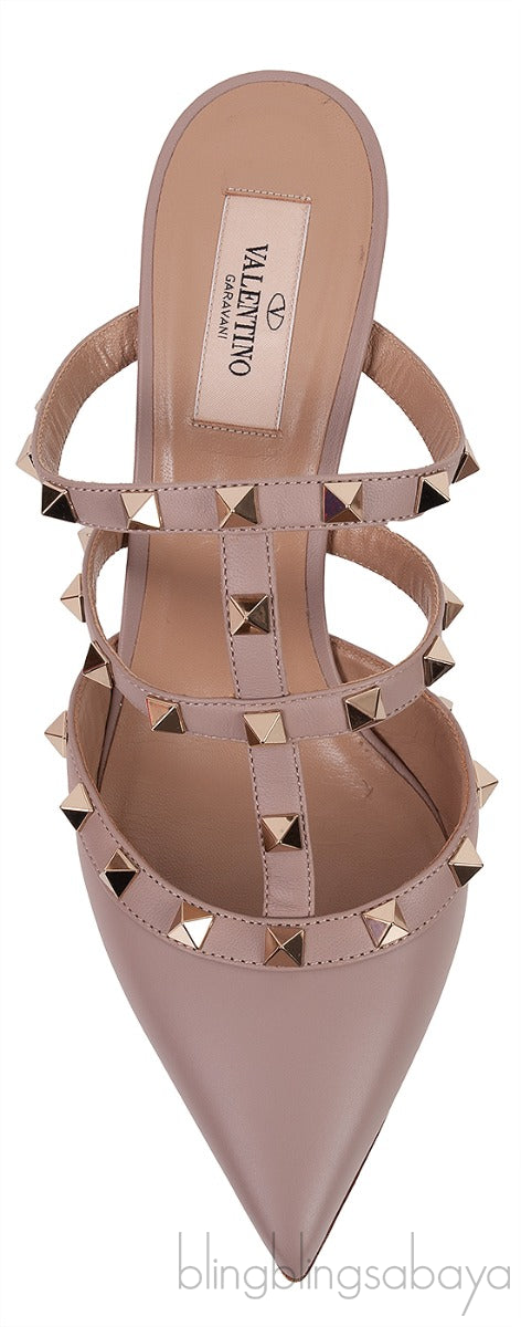 Nude Matte Rockstud Pointed Toe Mule