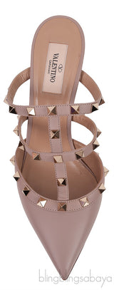 Nude Matte Rockstud Pointed Toe Mule