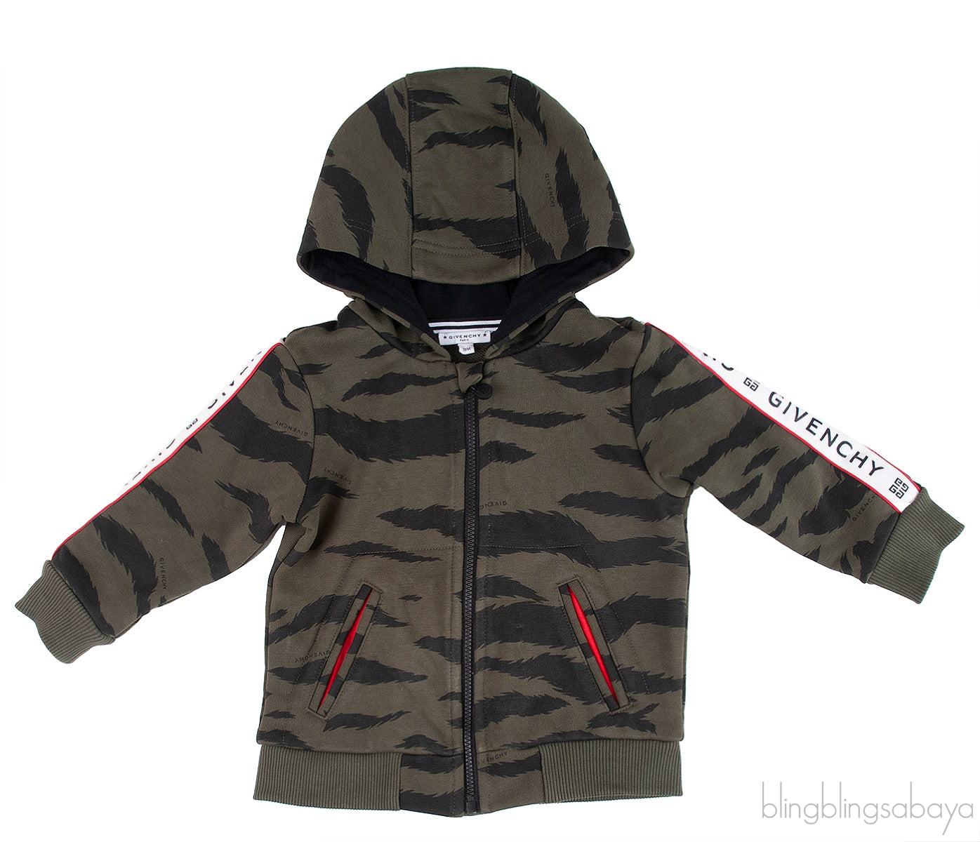 Moss Green Printed Kids Hoodie