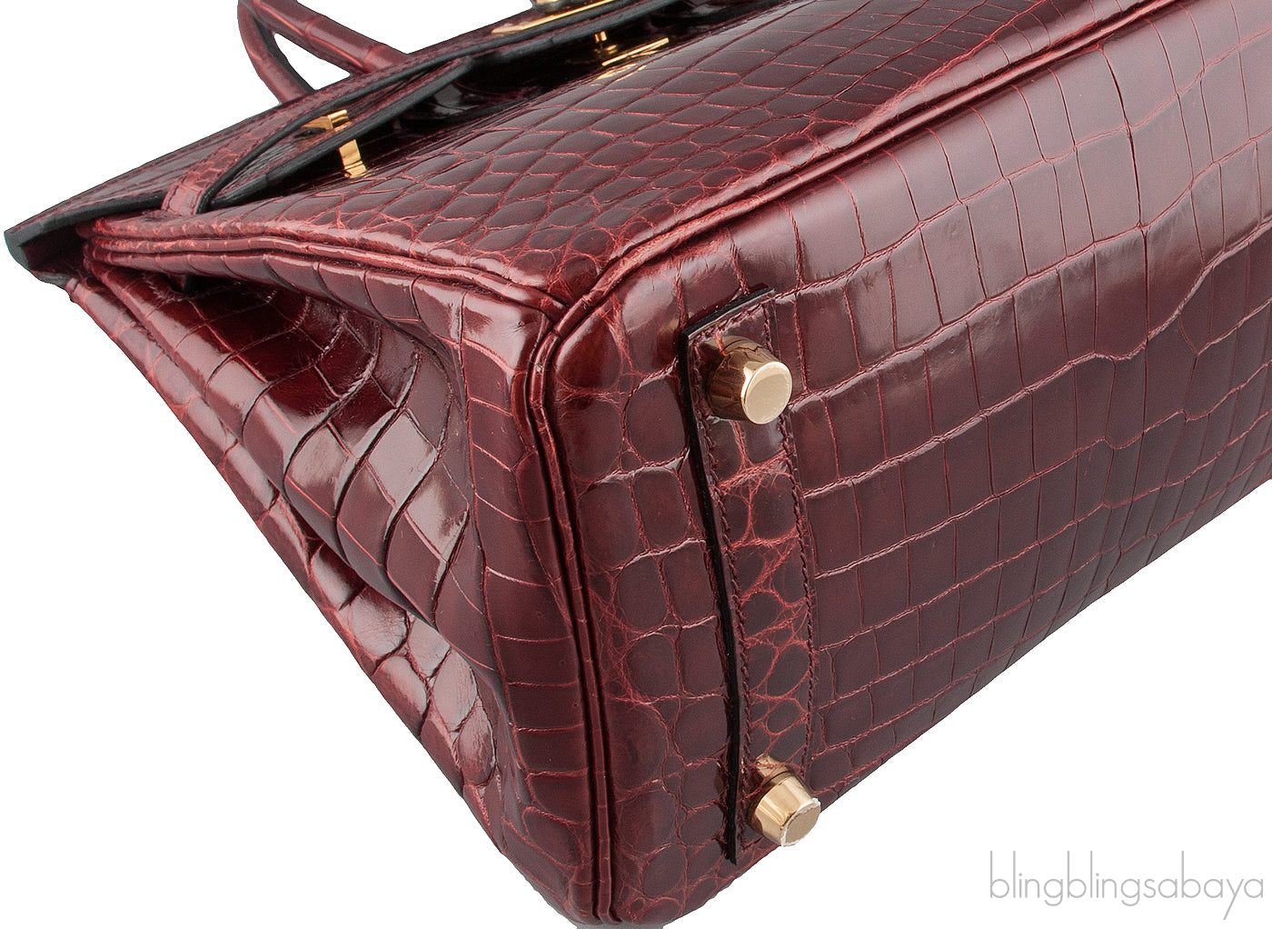 Birkin 25 Bordeaux Crocodile GHW