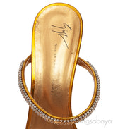 Giuseppe Zanotti Metallic Gold Crystal Embellished Mules