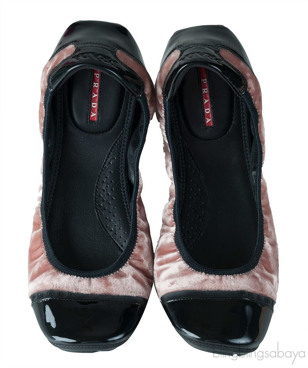 Sport Beige Velvet Ballet Flats