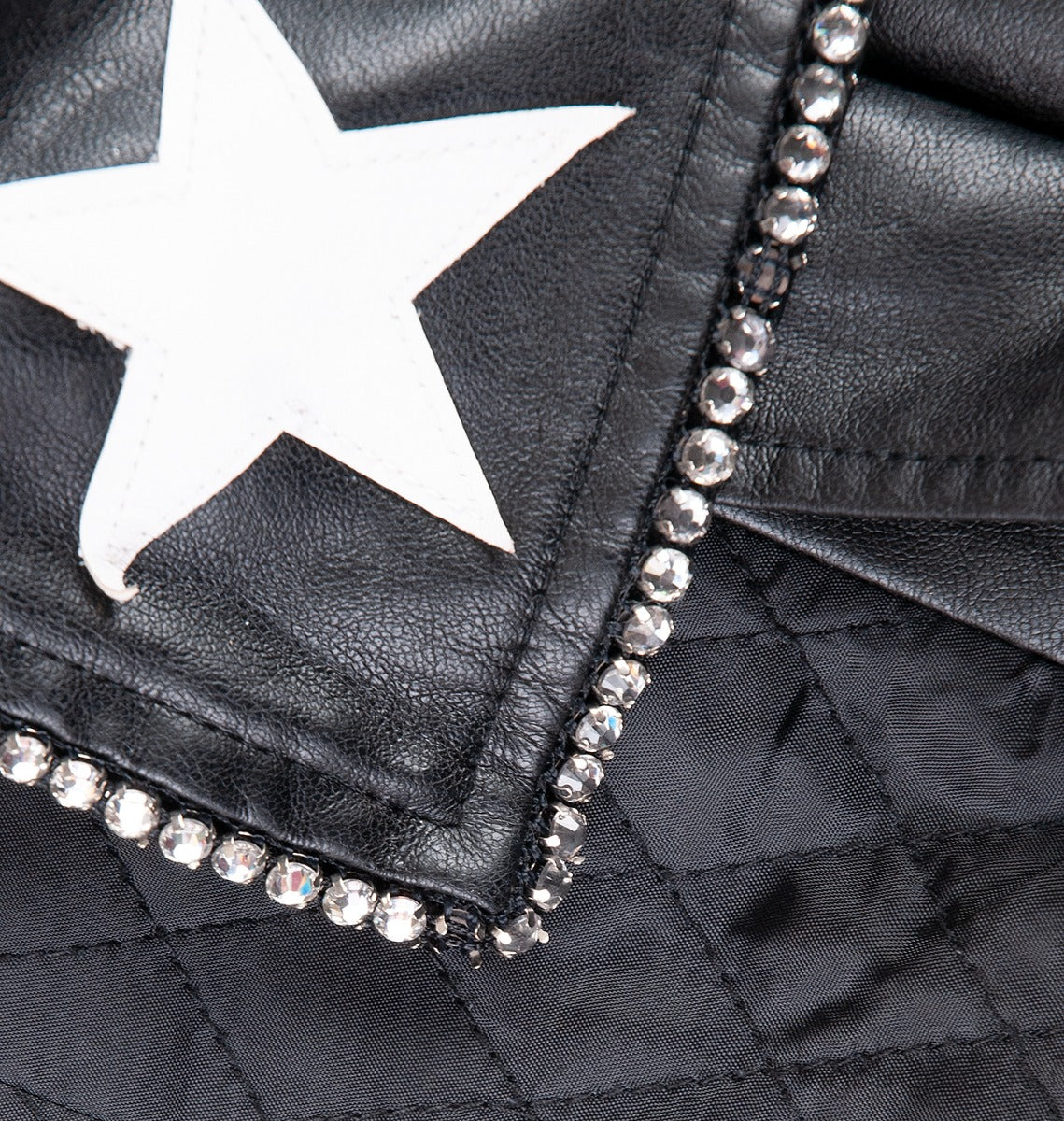 Black Crystal & Star Patch Emb Jacket