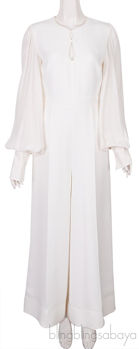 White Long Sleeves Jumpsuit