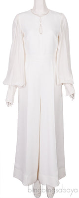 White Long Sleeves Jumpsuit