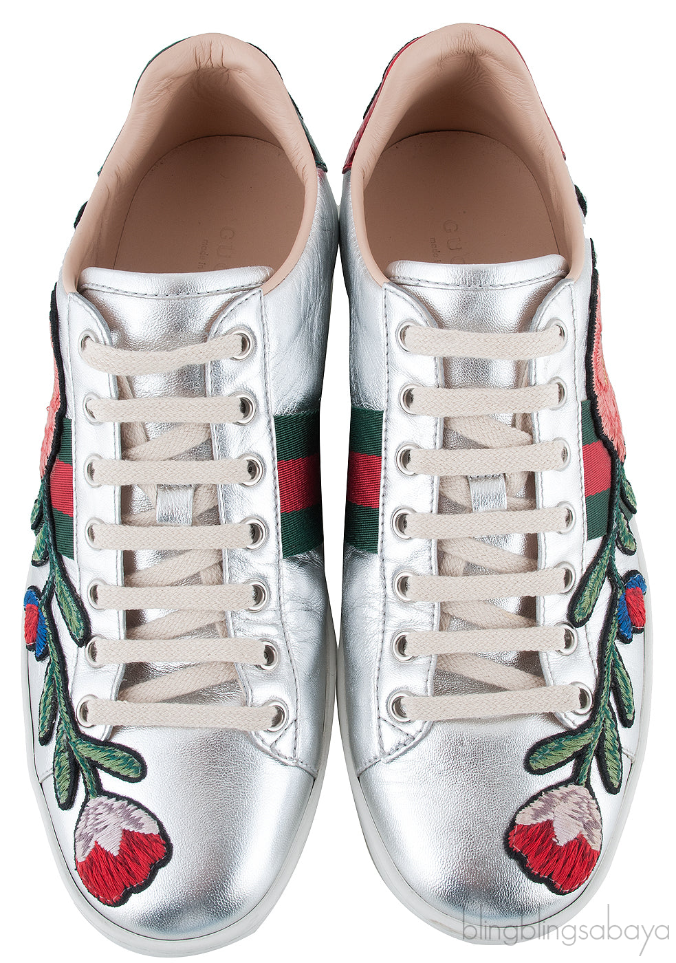 Floral Patch Silver Metallic Sneakers