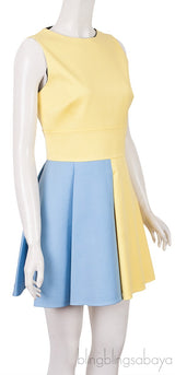 Yellow & Blue Sleeveless Mini Dress