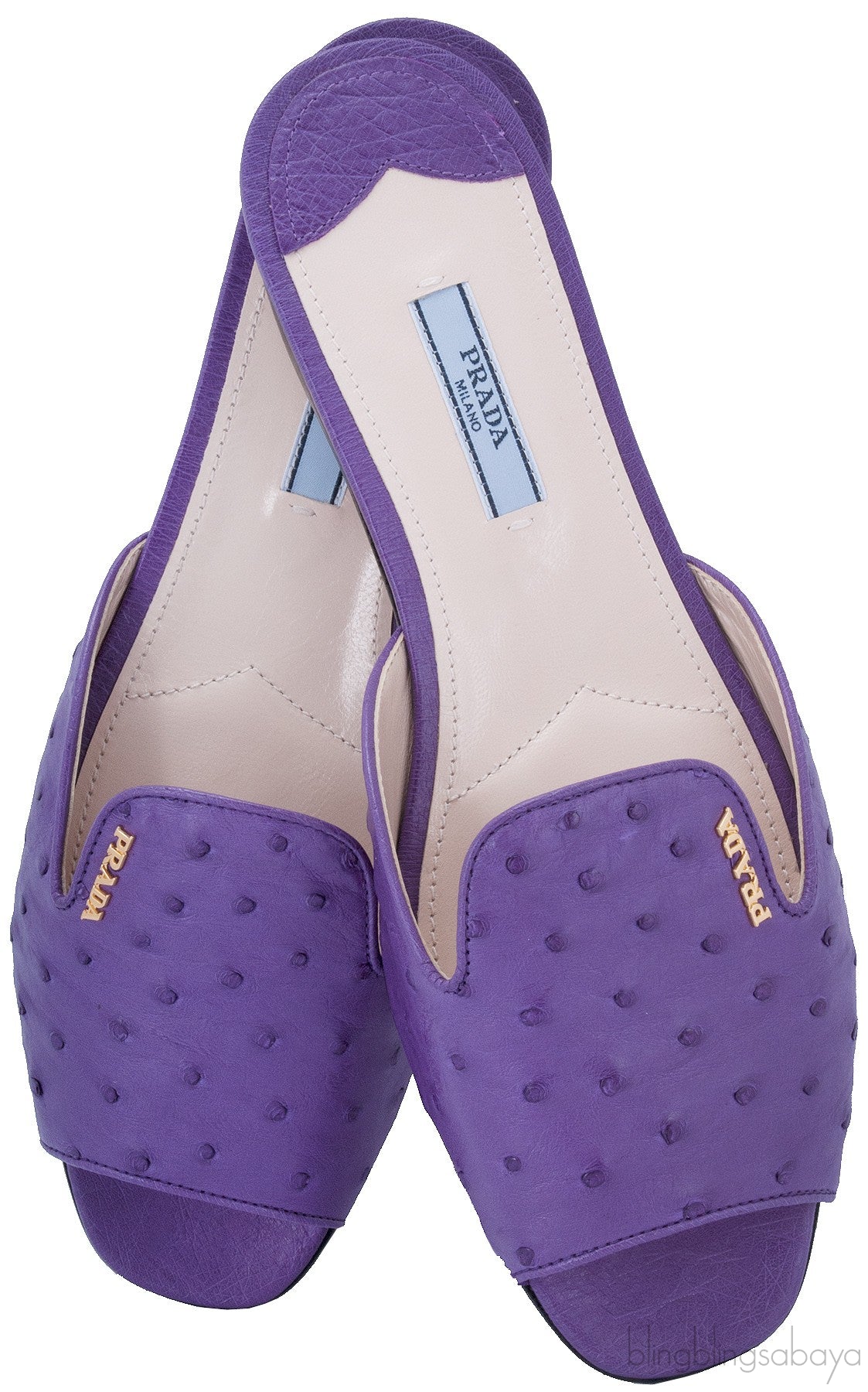 Purple Ostrich Open Toe Slide