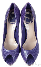 Purple Snakeskin Peep Toe Pump