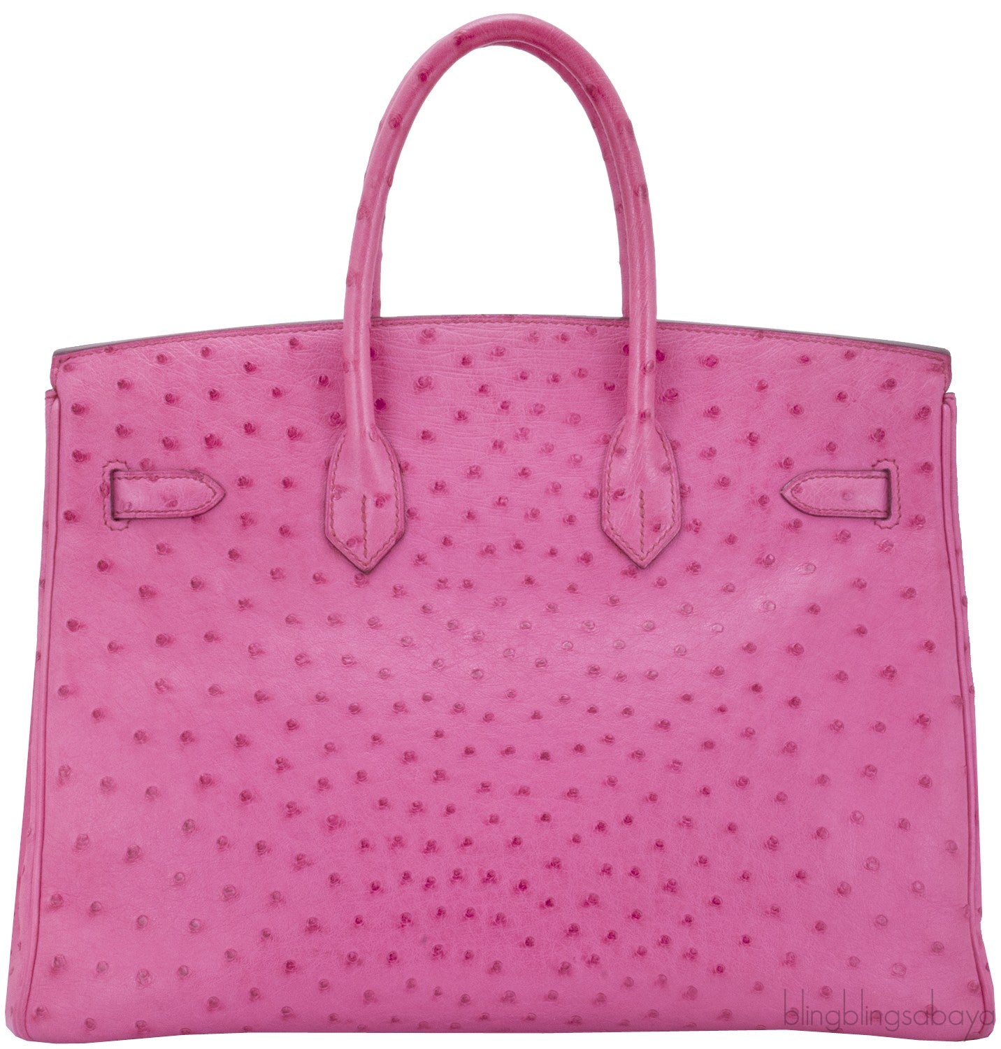 Birkin 35 Ostrich Fuschia Pink PHW