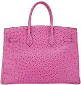 Birkin 35 Ostrich Fuschia Pink PHW
