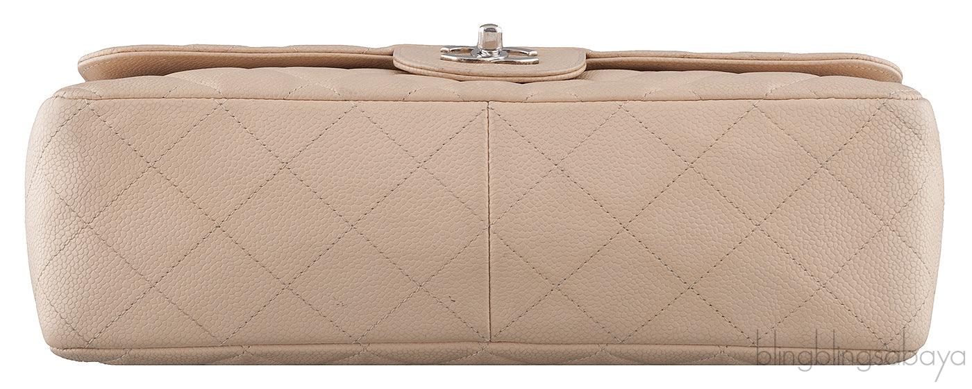 Beige Caviar Jumbo Flap Bag