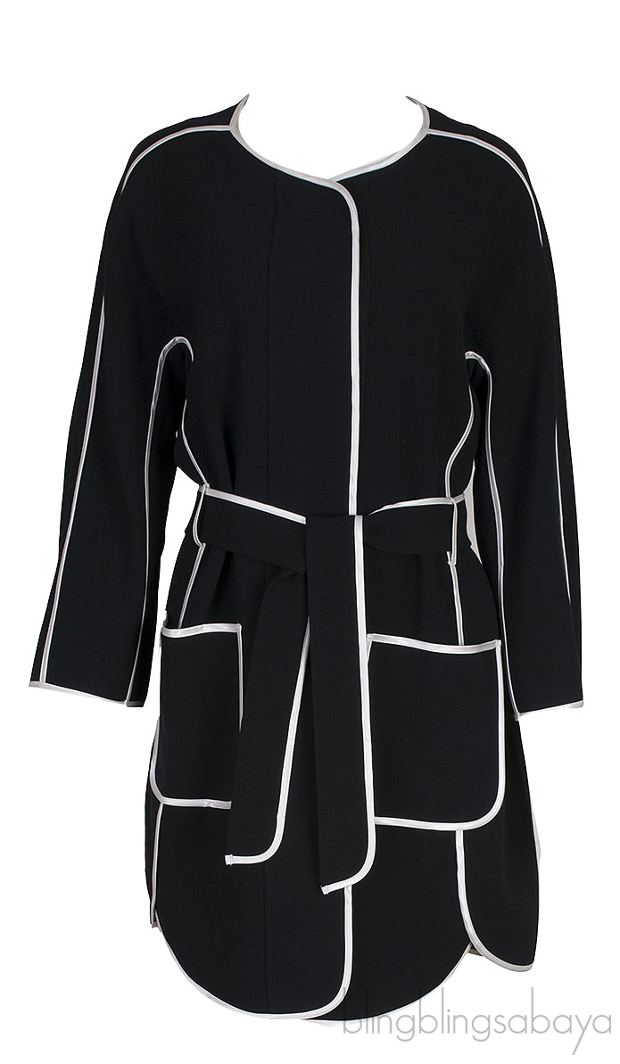 Pipe Detail Belt Coat