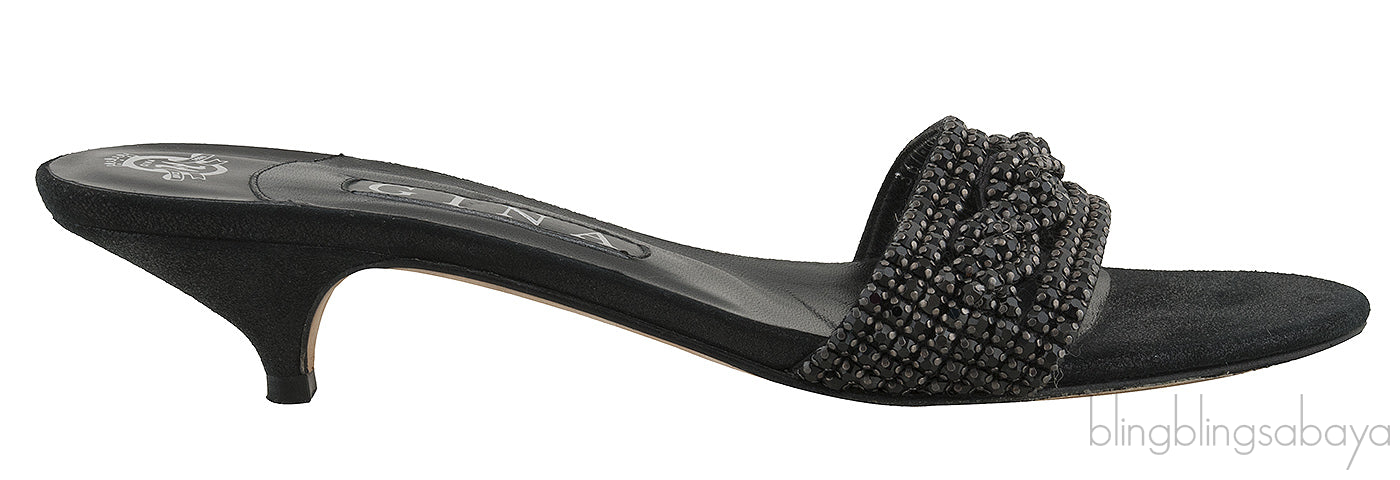 Black Crystal Mule Sandals