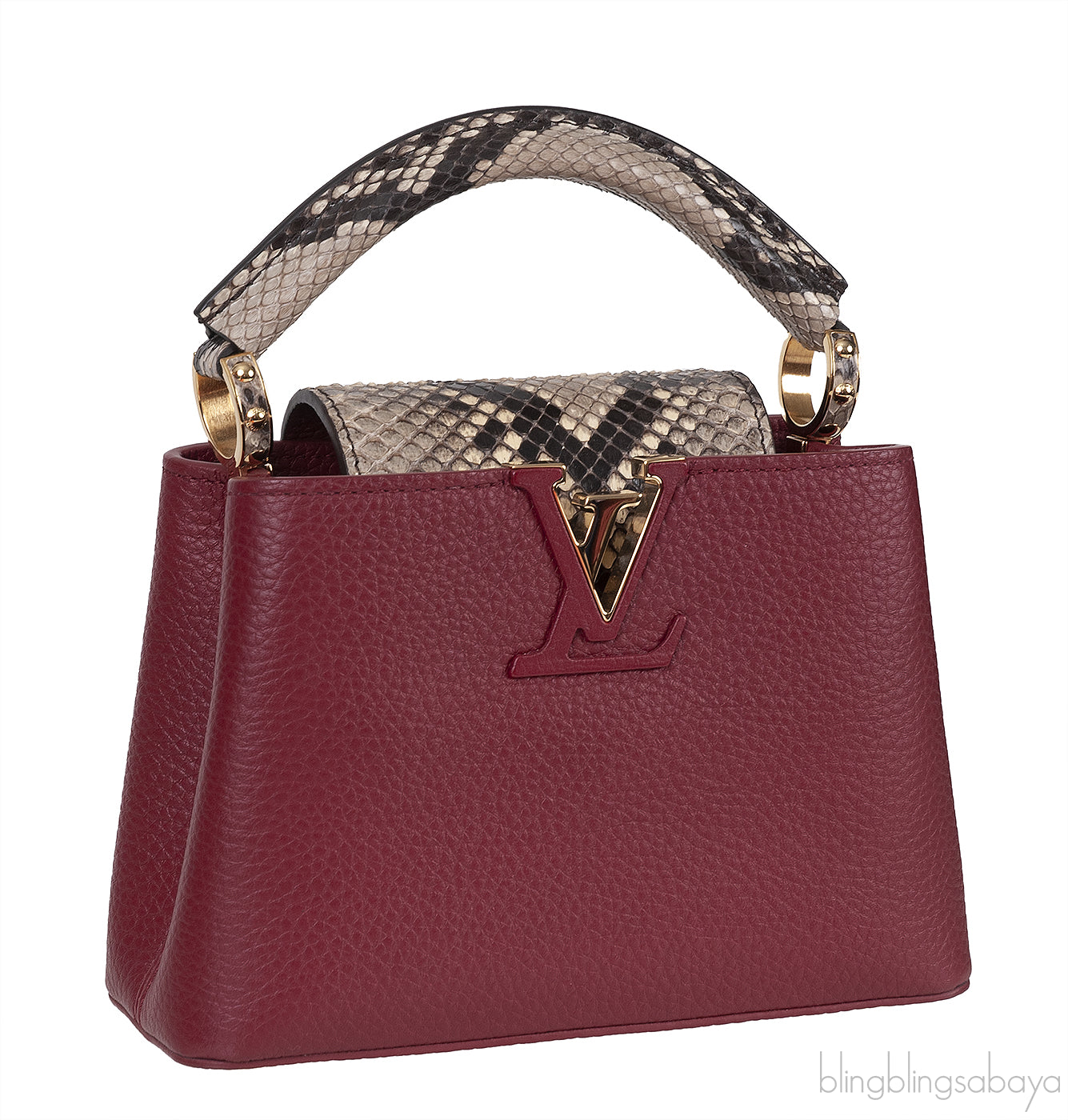 Burgundy Natural Python Mini Capucine Bag